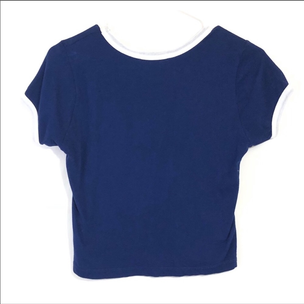 ☀️ Forever 21 navy blue crop top white trim short - Picture 2 of 4